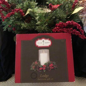 Christma Candleholder Frosted Pinecones and Berries